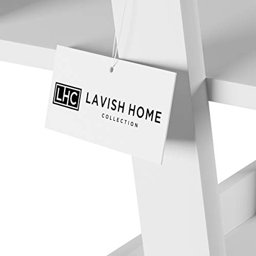 Lavish Home 4-Tier Ladder Bookshelf – Freestanding Wooden Living Room Shelves – Decorative Bookcases for Home and Office (White) Set of 1 - Image 7