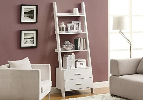 Monarch Specialties , Bookcase, Ladder with 2-Storage Drawers, White, 69"H - Image 4
