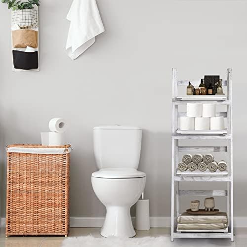 Babion 4-Tier Ladder Shelf, Plant Shelf Ladder Shelves White Folding Shelf Stable Wooden Shelf Freestanding Plant Shelves Flowerpot Stand Indoor Ladder Bookshelf for Office, Bedroom, Balcony (White) - Image 9