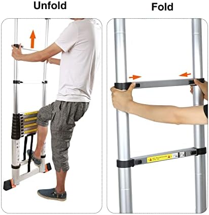 Varbucamp Aluminum Telescoping Ladder 12.5 FT,Lightweight Extension Ladder with Stabilizer, rv ladders for Travel Trailers,330 LBS Capacity… - Image 9