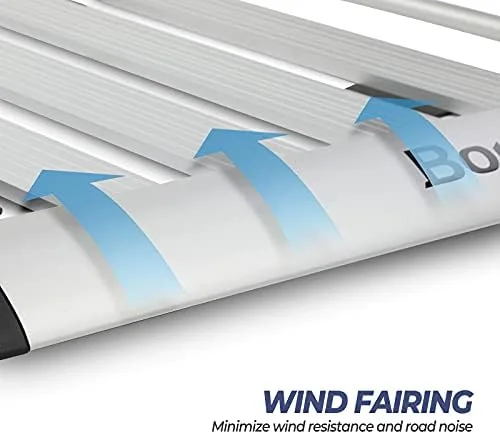 BougeRV Anti-Rust Rooftop Cargo Basket 47''x40'' Lightweight Aluminum Universal Roof Basket 150LBS Load Capacity Roof Rack Basket Cargo Carrier with Wind Fairing, Fit for SUV Truck Cars, Silver - Image 5