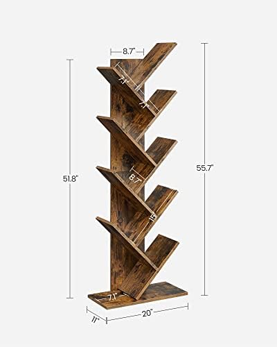 VASAGLE , 8-Tier Floor Standing Tree Bookshelf, with Shelves for Living Room, Home Office, Rustic Brown ULBC11BX - Image 8
