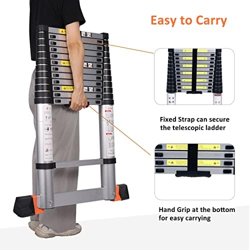 Varbucamp Aluminum Telescoping Ladder 12.5 FT,Lightweight Extension Ladder with Stabilizer, rv ladders for Travel Trailers,330 LBS Capacity… - Image 6