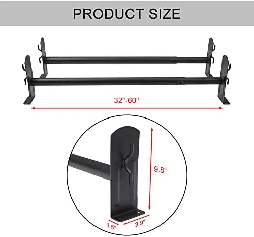 StarONE Adjustable Camper Shell Ladder Rack Cap & Topper Roof Rack Universal for Pickup Truck Van,2 Bar,Steel - Image 3