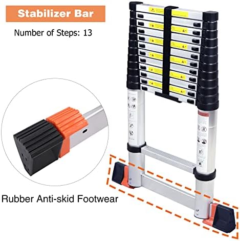 Varbucamp Aluminum Telescoping Ladder 12.5 FT,Lightweight Extension Ladder with Stabilizer, rv ladders for Travel Trailers,330 LBS Capacity… - Image 8