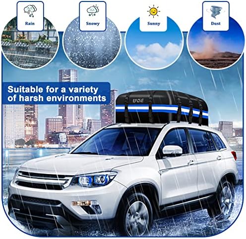 EAONE 21 Cubic Feet Rooftop Cargo Carrier Waterproof Car Top Carrier Bag for All Vehicles with/Without Rack, Includes Anti-Slip Mat, 10 Reinforced Straps, 6 Door Hooks, Luggage Lock and Storage Bag - Image 8