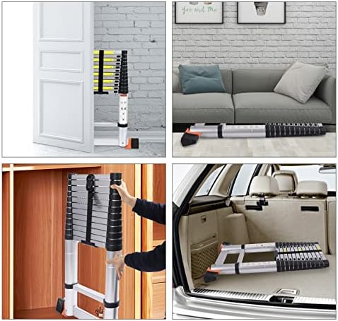 Varbucamp Aluminum Telescoping Ladder 12.5 FT,Lightweight Extension Ladder with Stabilizer, rv ladders for Travel Trailers,330 LBS Capacity… - Image 5