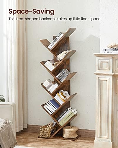 VASAGLE , 8-Tier Floor Standing Tree Bookshelf, with Shelves for Living Room, Home Office, Rustic Brown ULBC11BX - Image 4