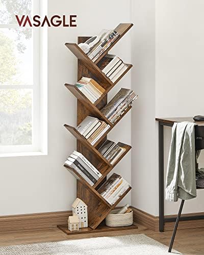 VASAGLE , 8-Tier Floor Standing Tree Bookshelf, with Shelves for Living Room, Home Office, Rustic Brown ULBC11BX - Image 3