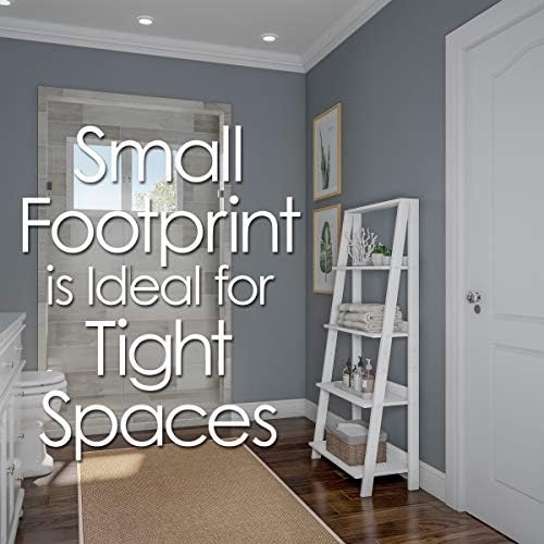 Lavish Home 4-Tier Ladder Bookshelf – Freestanding Wooden Living Room Shelves – Decorative Bookcases for Home and Office (White) Set of 1 - Image 6