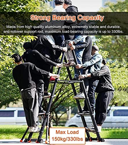 Telescoping Telescopic Extension Portable - Collap A Frame Telescoping Ladder with Stabilizer Bar & Wheels, 15ft/20ft/25ft Tall Foldable Extendable Ladder for Engineering Home Loft, Load 150kg - Image 8