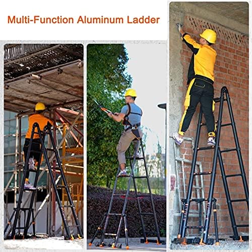 Telescoping Telescopic Extension Portable - Collap A Frame Telescoping Ladder with Stabilizer Bar & Wheels, 15ft/20ft/25ft Tall Foldable Extendable Ladder for Engineering Home Loft, Load 150kg - Image 4