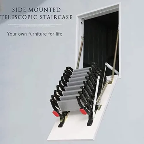 Aluminum Side Wall Mount Ladder Extension Ladder with Ladder Hooks Customized Step Ladder Attic Ladder Four Colors Fire Escape Ladder with Pedals - Image 5