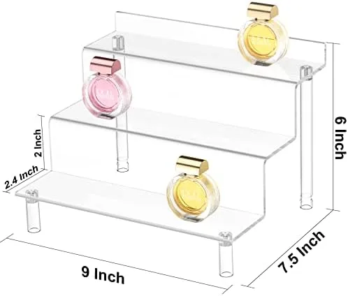 Grarry Acrylic Risers Display Shelf, 9” Perfume Organizer Stand, Acrylic Riser for Display Compatible with Funko POP Shelf, Acrylic Display Stands for Cupcake Stand Cologne Organizer Perfume Holder - Image 6