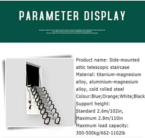 Aluminum Side Wall Mount Ladder Extension Ladder with Ladder Hooks Customized Step Ladder Attic Ladder Four Colors Fire Escape Ladder with Pedals - Image 4