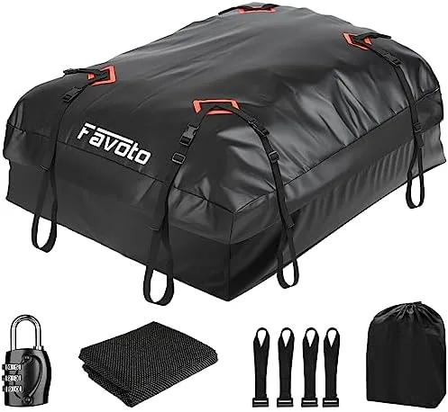 Favoto Rooftop Cargo Carrier Bag - 500D Heavy-Duty PVC Material Cargo Carrier, 15 Cubic Feet Large Capacity, Universal Fit for All Cars with/Without Rack, Anti-Slip Mat, 8 Reinforced Straps - Image 2