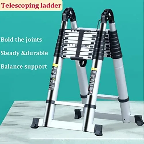 VNABO Ladders Household Telescoping Ladders Portable Aluminum Folding Ladder 12ft/3.6m Portable A-Frame Step Ladders Bearing 330lb Load Household or Outdoor - Image 4