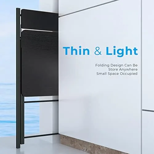 GreenForest Folding Desk No Assembly Required Fully Unfold 32 x 24.5 inch, Small Computer Desk with 2-Tier Shelf Laptop Foldable Table for Small Spaces, Black - Image 8