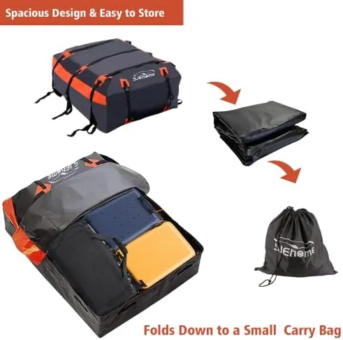 SJEhome 21 Cubic Feet Rooftop Cargo Carrier,Car Roof Bag for All Cars with/Without Rack,600D PVC Waterproof Car Roof Storage,Includes Anti-Slip Mat,6 Door Hooks,Adjustable Elasticity Car Cargo Net - Image 6