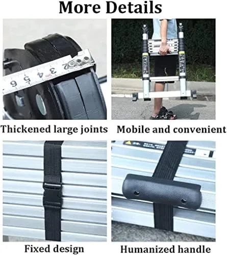 VNABO Ladders Household Telescoping Ladders Portable Aluminum Folding Ladder 12ft/3.6m Portable A-Frame Step Ladders Bearing 330lb Load Household or Outdoor - Image 7