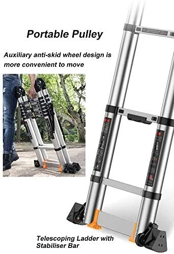 Telescoping Telescopic extension portable - Collap Ladders,11Ft/14Ft/16.5Ft/19Ft/22Ft/24Ft/27Ft Telescoping Ladder Aluminum Extension Folding Ladder, Multi-Purpose Telescopic Ladder with Slip-Proof, M - Image 9
