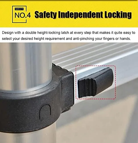 WAHHWF Aluminum Telescoping Ladder 23ft / 24ft / 26ft, Telescopic Ladder with Hook, Folding Extension Ladders for Home/Attic/RV/Outdoor Roof, Load 150kg (Size : 2.8m/9.2ft) - Image 6