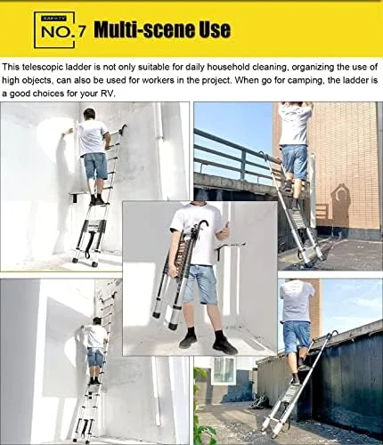 WAHHWF Aluminum Telescoping Ladder 23ft / 24ft / 26ft, Telescopic Ladder with Hook, Folding Extension Ladders for Home/Attic/RV/Outdoor Roof, Load 150kg (Size : 2.8m/9.2ft) - Image 10