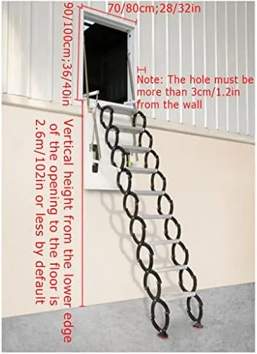 Aluminum Side Wall Mount Ladder Extension Ladder with Ladder Hooks Customized Step Ladder Attic Ladder Four Colors Fire Escape Ladder with Pedals - Image 7