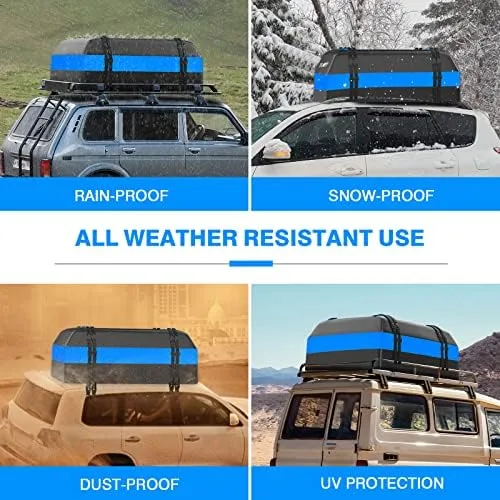 APTY Car Rooftop Cargo Bag Carrier, 15 Cubic Feet Soft Roof Top Luggage Bag for All Vechicles with/Without Racks - with Waterproof Zip, Luggage Lock, Anti-Slip Mat, Storage Bag, Door Hooks - Image 7