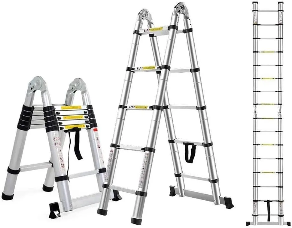 BALAMI Ladders Telesextension Ladder Alumiportable A-Frame/Straight Telescoping Multi-Purpose Ladder Collapsible Ladder 330Lb Capacity for Household/25Ft/3.2M Convenient (Color : 25ft/3.2m) - Image 2