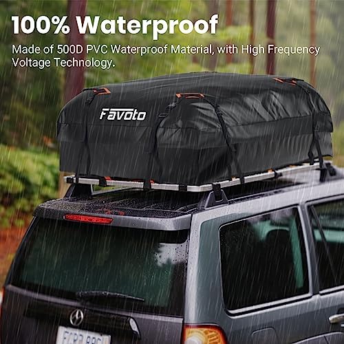 Favoto Rooftop Cargo Carrier Bag - 500D Heavy-Duty PVC Material Cargo Carrier, 15 Cubic Feet Large Capacity, Universal Fit for All Cars with/Without Rack, Anti-Slip Mat, 8 Reinforced Straps - Image 3