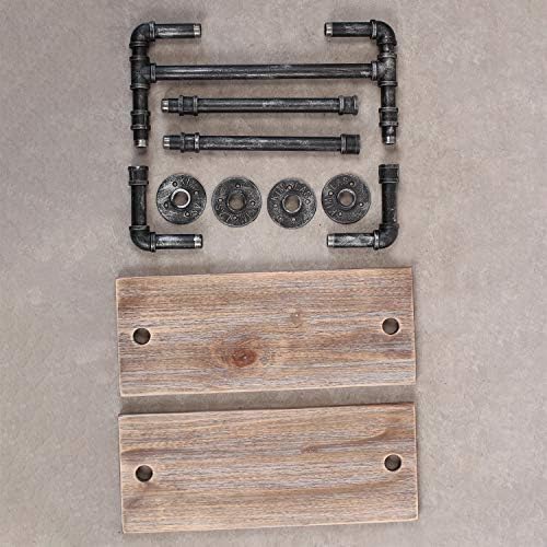 Industrial Pipe Shelf Bathroom Shelves Wall Mounted,19.6in Rustic Wood Shelf with Towel Bar,2 Tier Farmhouse Towel Rack Over Toilet,Pipe Shelving Floating Shelves Towel Holder,Retro Grey - Image 7
