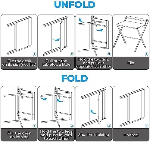 GreenForest Folding Desk No Assembly Required Fully Unfold 32 x 24.5 inch, Small Computer Desk with 2-Tier Shelf Laptop Foldable Table for Small Spaces, Black - Image 9