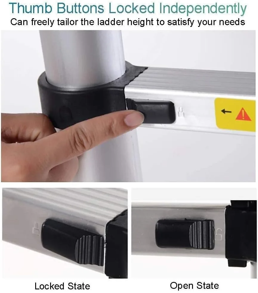 BALAMI Ladders Telesextension Ladder Alumiportable A-Frame/Straight Telescoping Multi-Purpose Ladder Collapsible Ladder 330Lb Capacity for Household/25Ft/3.2M Convenient (Color : 25ft/3.2m) - Image 6