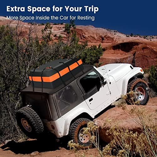 Goplus Rooftop Cargo Carrier, 15 Cubic Feet 100% Waterproof 840D Rooftop Cargo Bag for All Vehicles with/Without Rack, Car Roof Rack Luggage Carrier w/Lock,Non-Slip Mat,6 Door Hooks, 10 Straps for SUV - Image 10