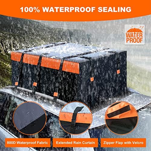 MeeFar Rooftop Cargo Carrier Car Roof Bag 20 Cubic Feet 100% Waterproof Car Top Carrier, Fits All Vehicle with/Without Rack,Include Anti-Slip Mat,10 Reinforced Straps,6 Door Hooks,Luggage Lock - Image 7