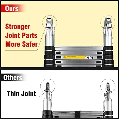 Wolec 18.5FT Telescoping A Frame Ladder with Stabilizer Bar Wheels,Portable Multi-Purpose Collapsible Ladder for Roof Ceiling Household Use - Image 3