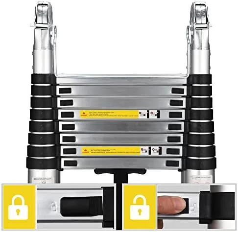 Wolec 18.5FT Telescoping A Frame Ladder with Stabilizer Bar Wheels,Portable Multi-Purpose Collapsible Ladder for Roof Ceiling Household Use - Image 5