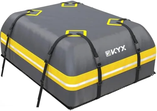 Rooftop Cargo Carrier Bag - KYX 21 Cubic Feet Waterproof Car Roof Bag, Roof Rack Cargo Carrier for All Vehicle with/Without Rack, Car Roof Storage with Anti-Slip Mat, 8 Straps, 4 Door Hooks, Lock - Image 2