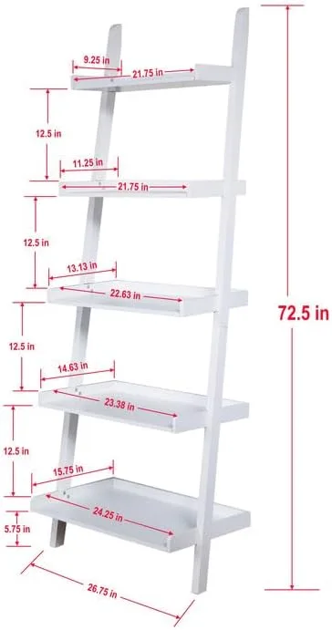 FDSPDO 5 - Tier Ladder Shelf,White - Image 6