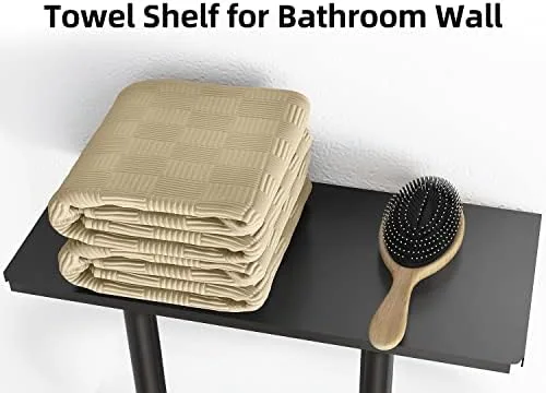 Towel Racks for Bathroom, BETHOM Towel Rack with Metal Shelf and 3 Hooks for Small Bathroom, Towel Storage Wall Can Holds Up to 3 Large Size(63x40 inch) of Rolled Towels, Black - Image 5