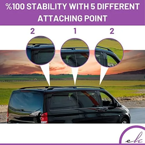 ERKUL Roof Side Rails Rack Compatible with Mercedes Benz Metris Long W447 LWB 2014-2023 | All Weather Roof Rack Aluminum Side Rail for Rooftop Luggage Carrier, Canoe, Ski, Snowboard | Black - Image 6