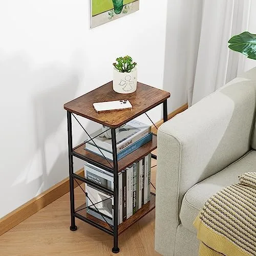 ruboka 3-Tier Small End Table, Small Side Table with Storage Shelf, Small Bookshelf with Metal Frame for Small Spaces, Nightstand, Bookcase, Display Rack for Bedroom, Living Room. - Image 10