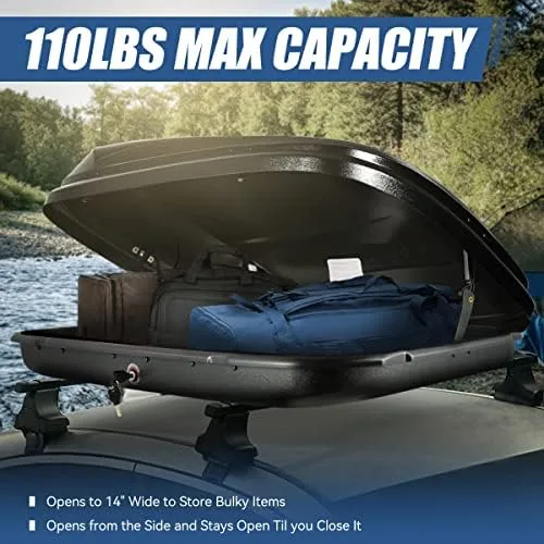 Auto Dynasty Heavy Duty Hard Shell Roof Top Mount Car Storage Travel Luggage Box Cargo Carrier with Security Keys, 53 (L) x 34 (W) x 15 (H) Inches, Capacity 110 Pounds 11 Cubic Feet Tool-Free Install - Image 5