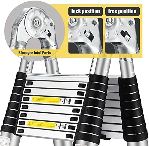 Wolec 18.5FT Telescoping A Frame Ladder with Stabilizer Bar Wheels,Portable Multi-Purpose Collapsible Ladder for Roof Ceiling Household Use - Image 6