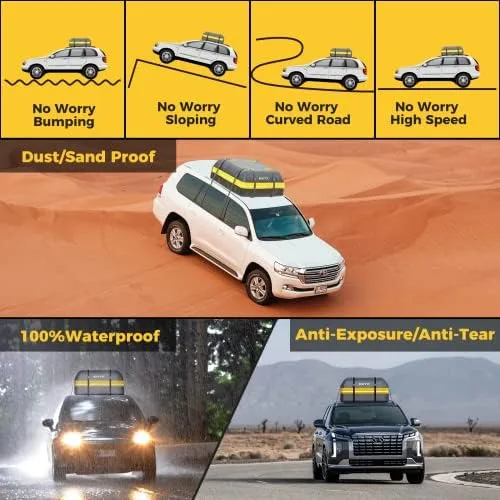 Rooftop Cargo Carrier Bag - KYX 21 Cubic Feet Waterproof Car Roof Bag, Roof Rack Cargo Carrier for All Vehicle with/Without Rack, Car Roof Storage with Anti-Slip Mat, 8 Straps, 4 Door Hooks, Lock - Image 6