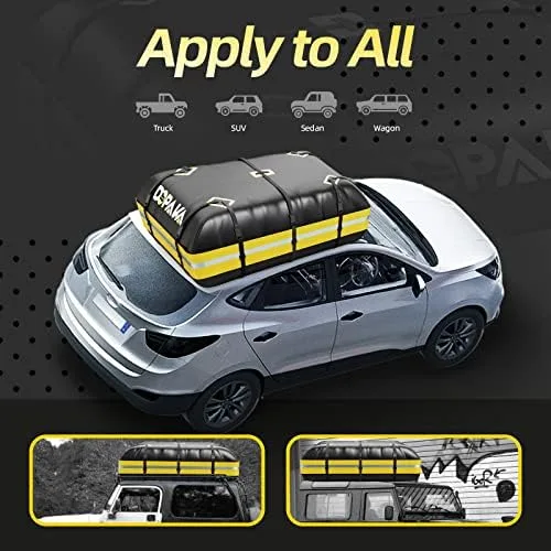 Car Rooftop Cargo Carrier Bag,100% Waterproof Heavy Duty 1000D Car Top Carrier,15 Cubic Feet Car Roof Bag for All Vehicle with/Without Rack,Anti-Tear Anti-Slip Mat, Luggage Lock,6 Door Hooks - Image 6