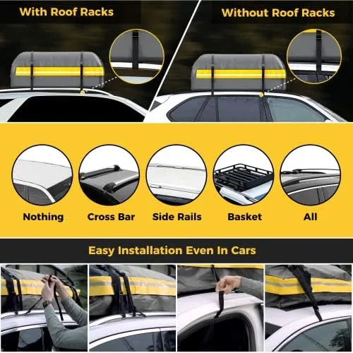 Rooftop Cargo Carrier Bag - KYX 21 Cubic Feet Waterproof Car Roof Bag, Roof Rack Cargo Carrier for All Vehicle with/Without Rack, Car Roof Storage with Anti-Slip Mat, 8 Straps, 4 Door Hooks, Lock - Image 8