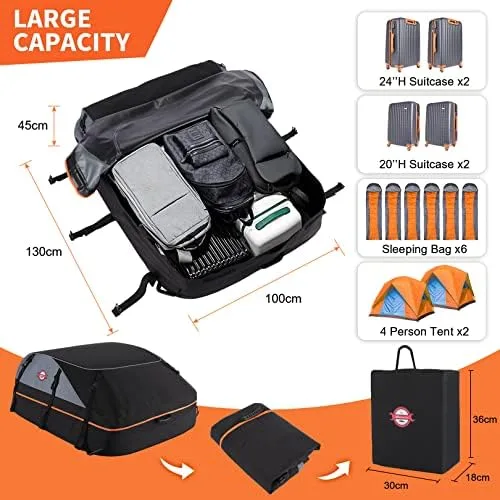 Car Rooftop Cargo Carrier Roof Bag, 20 Cubic Feet Waterproof Soft Shell Roof Top Cargo Carrier Box for All Cars with Without Luggage Rack - 6 Reinforced Strap, Anti-Slip Mat, 6 Door Hook, Carrying Bag - Image 3