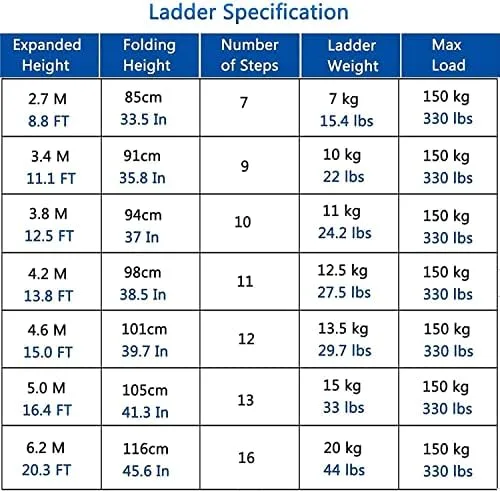 BALAMI 2.6m/3.2m/3.8m/5m/6.2m Aluminium Telescoping Ladder with Hooks & Wheels Extra Wide Extension Step Ladder for Attic & Outdoor Building Convenient (Size : 3.8m/12.4ft) - Image 4